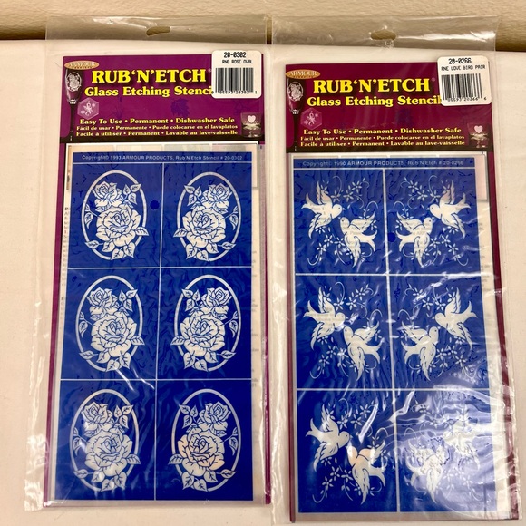 Rub N Etch Glass Etching Stencils - cherub, Birds and Rose Designs - Picture 3 of 3